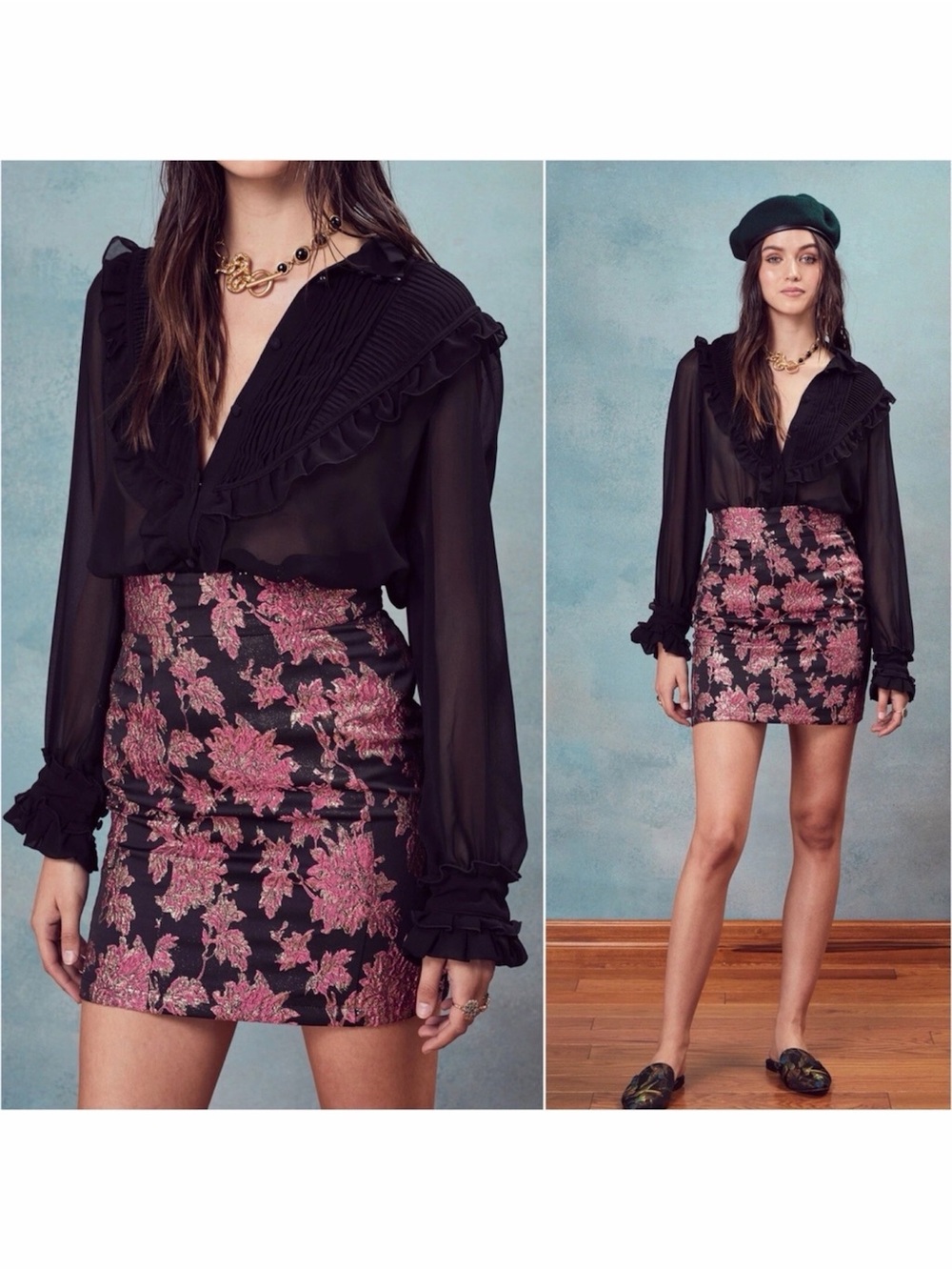 FOR LOVE & LEMONS LUELLA JACQUARD PENCIL SKIRT SZ X-SMALL - BNWT